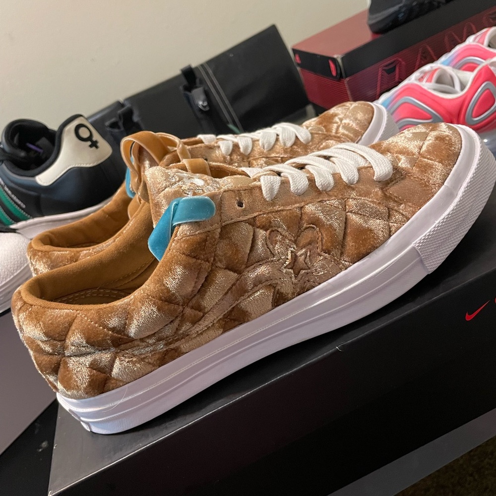 Converse Golf Le Fleur x One Star 'Quilted Velvet Brown Men Sz 10 New No Box - Picture 7 of 9